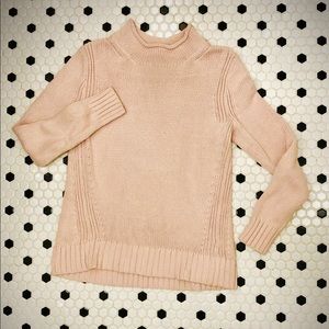 Blush JCrew cotton roll neck sweater